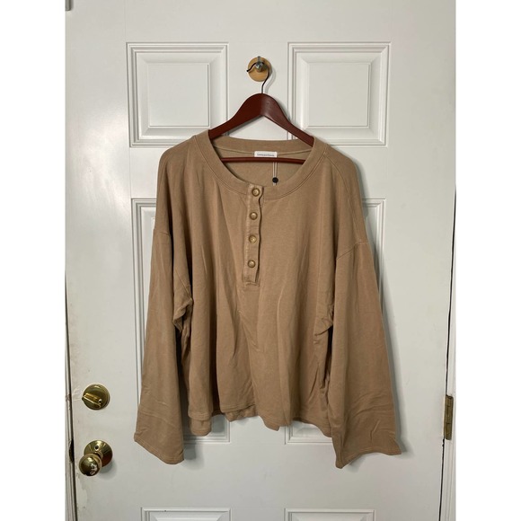 Lovers and Friends Hailey Henley Sweatshirt Brown - Picture 2 of 7
